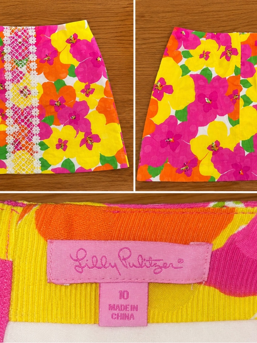 Lilly Pulitzer Floral Lace Detail Skirt Size 10 - Picture 3 of 3